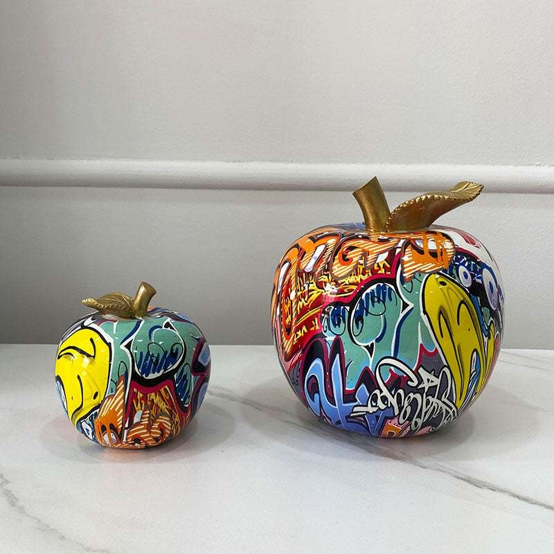 Graffiti Painted Apple Sculpture