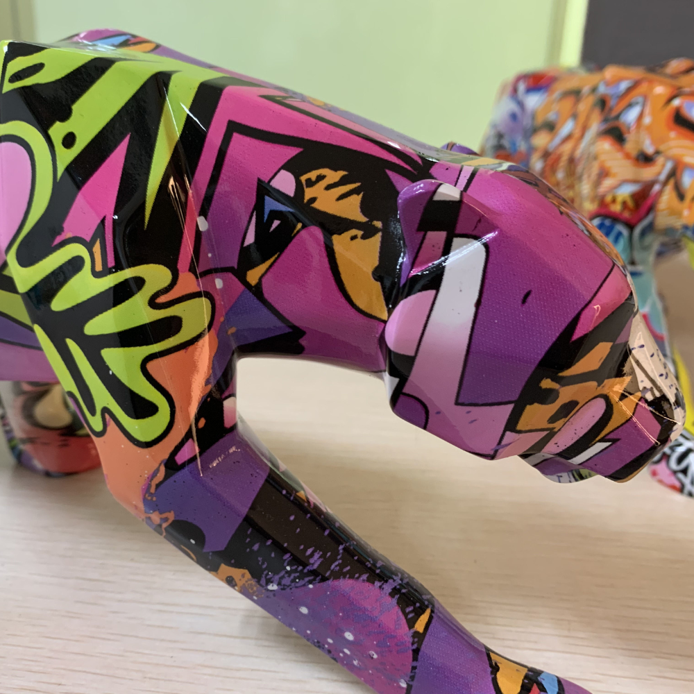Graffiti Painted Panther Sculpture