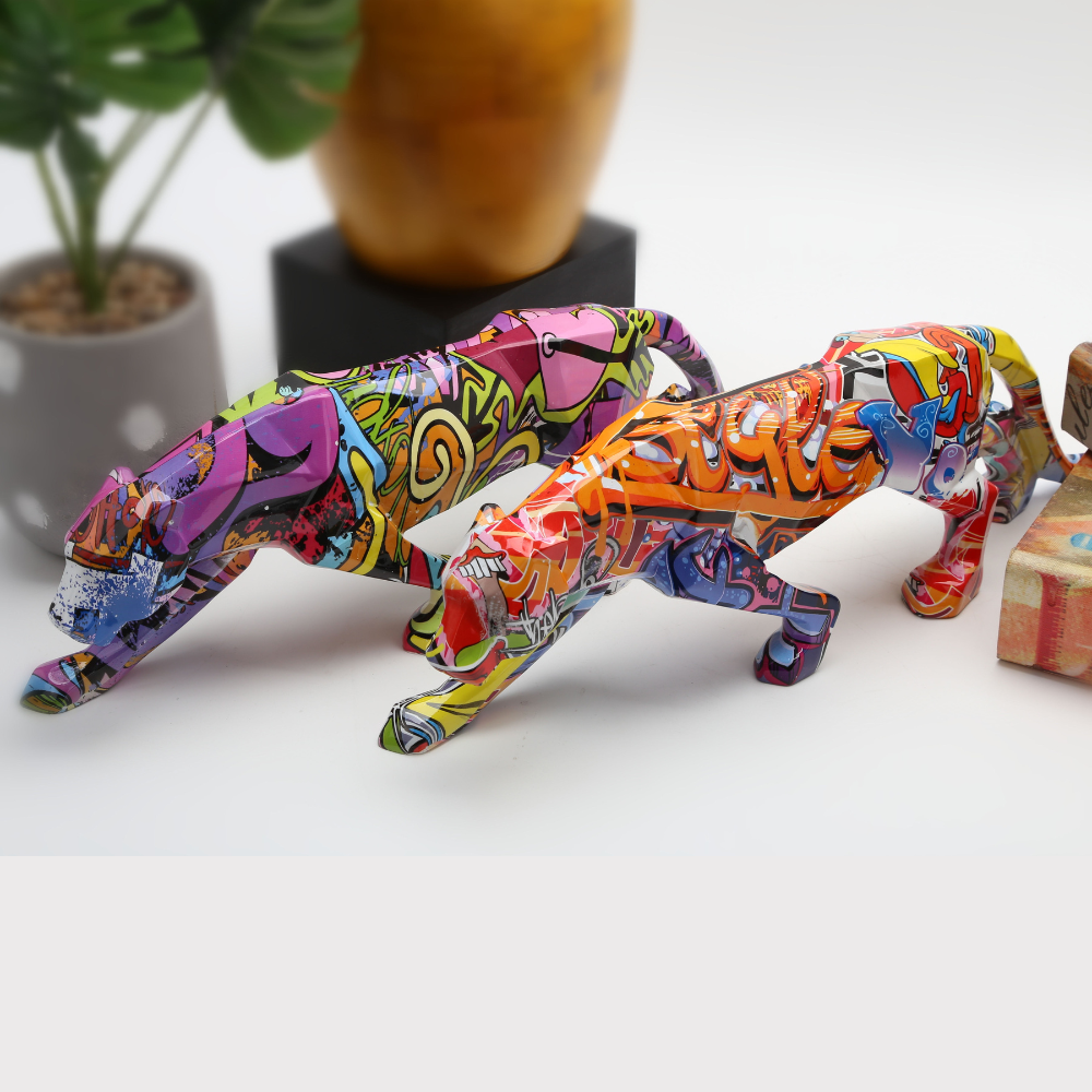 Graffiti Painted Panther Sculpture