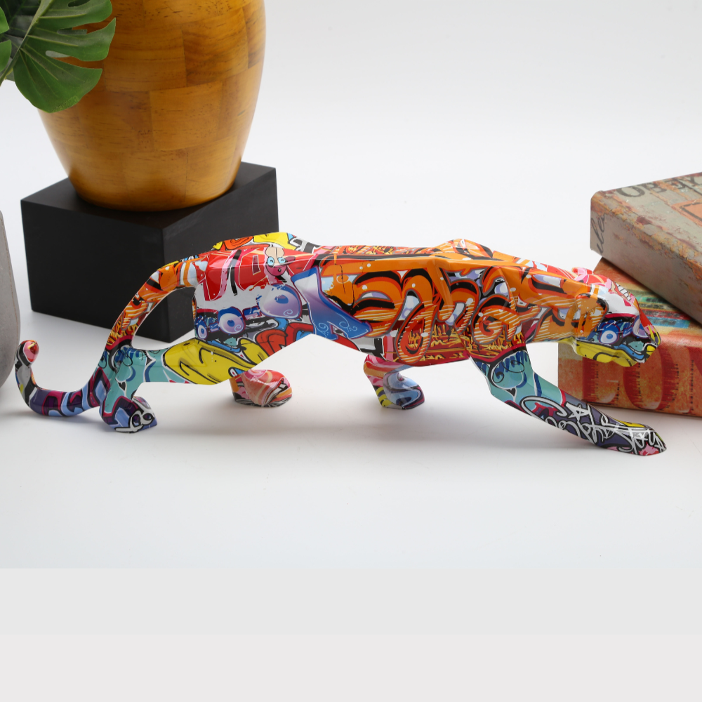 Graffiti Painted Panther Sculpture