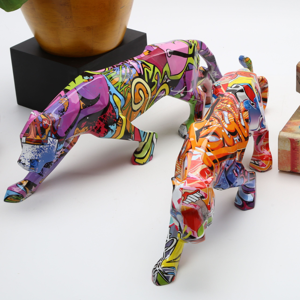 Graffiti Painted Panther Sculpture