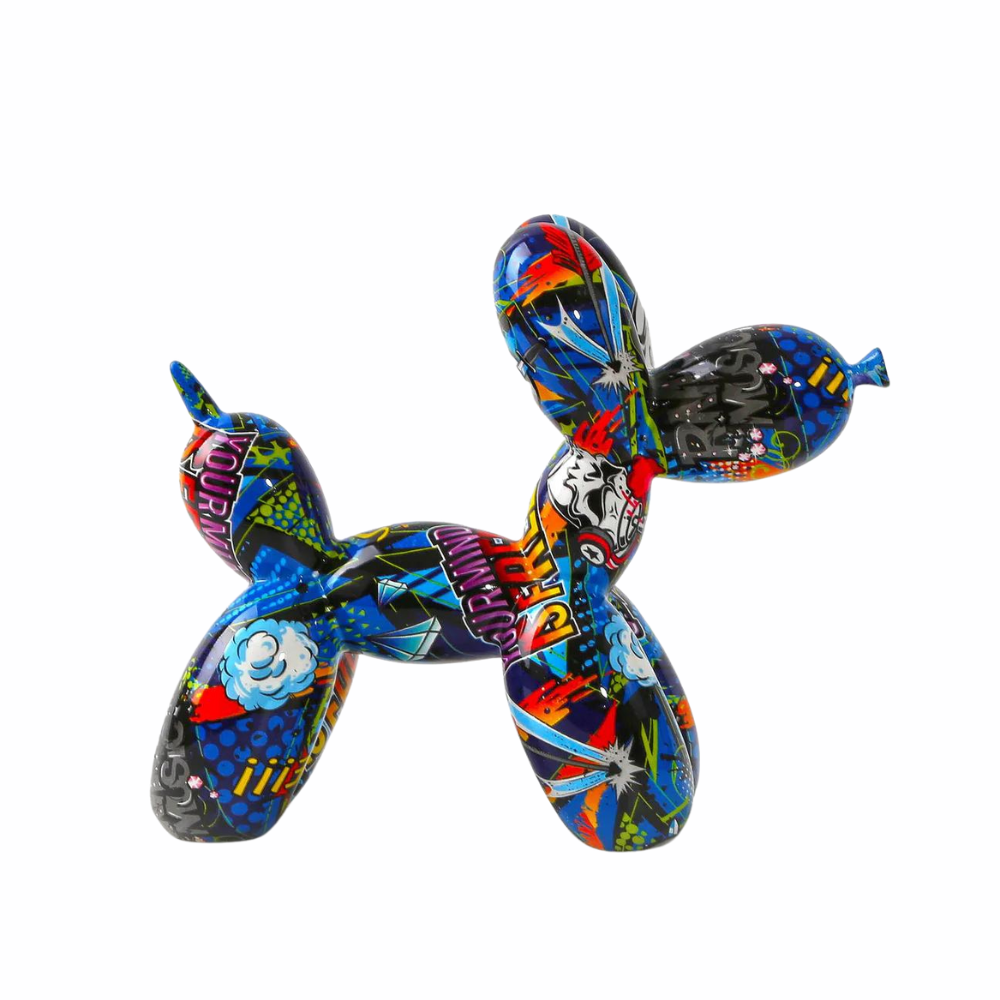 Graffiti Painted Balloon Dog Sculpture