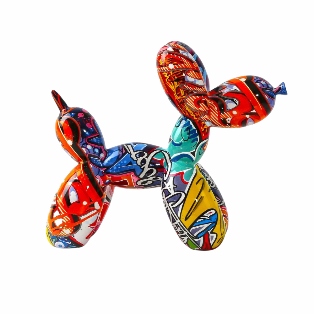 Graffiti Painted Balloon Dog Sculpture