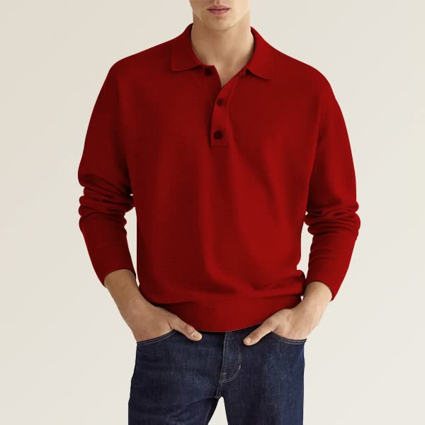 Men\'s Spring And Autumn Fashion Casual Loose Lapel Long Sleeve Polo Shirt