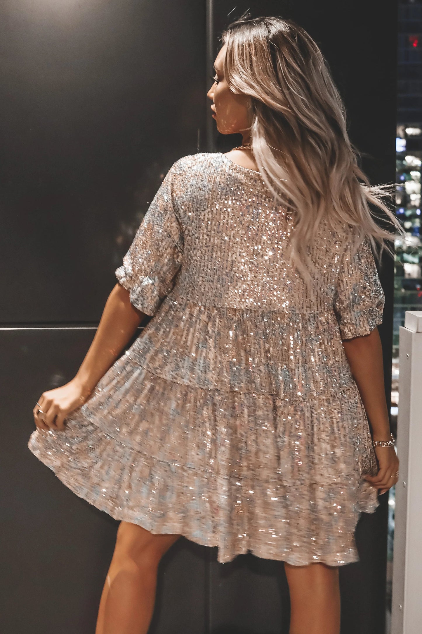 🎁✨Sequin Baby Doll Dress