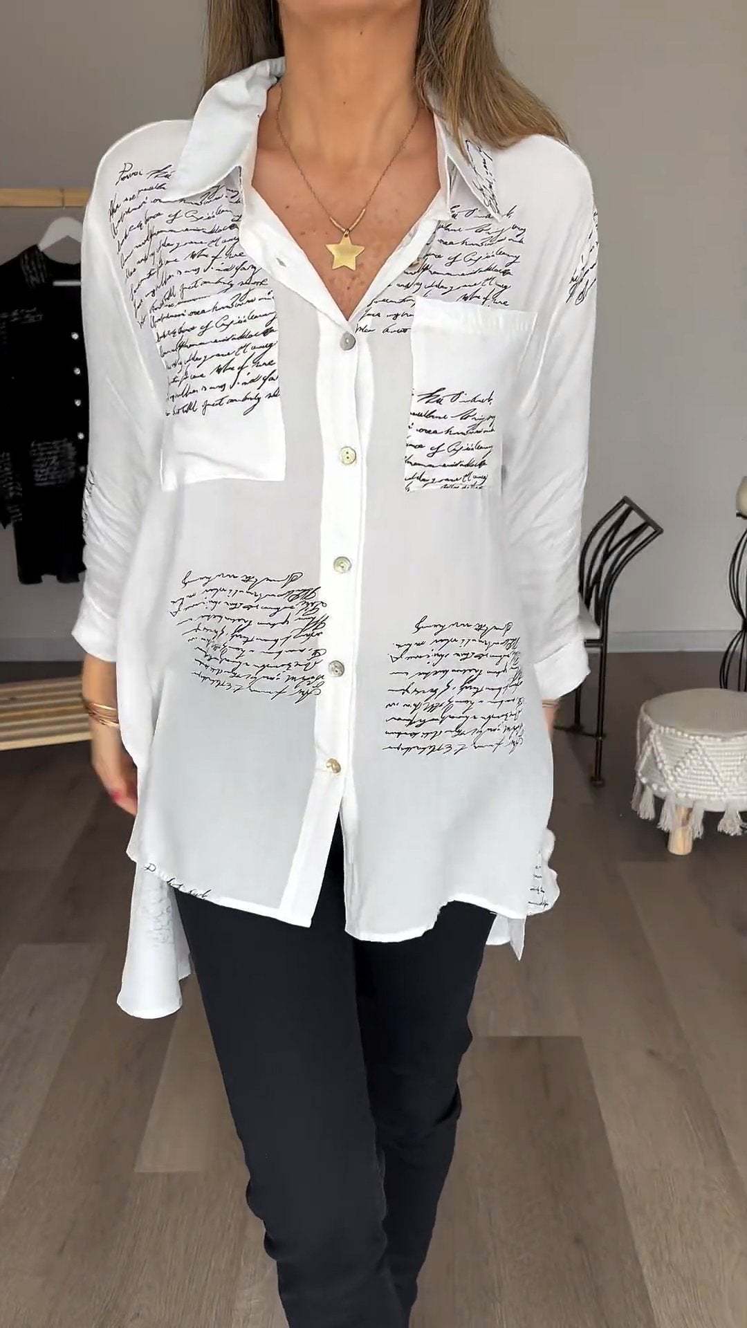 2024 new model Letter Print Fashion Lapel Shirt (Buy 2 Free Shipping)
