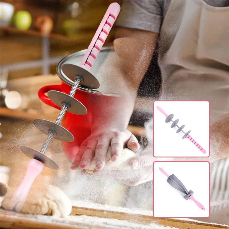 Multi-purpose rolling pin for cutting dough