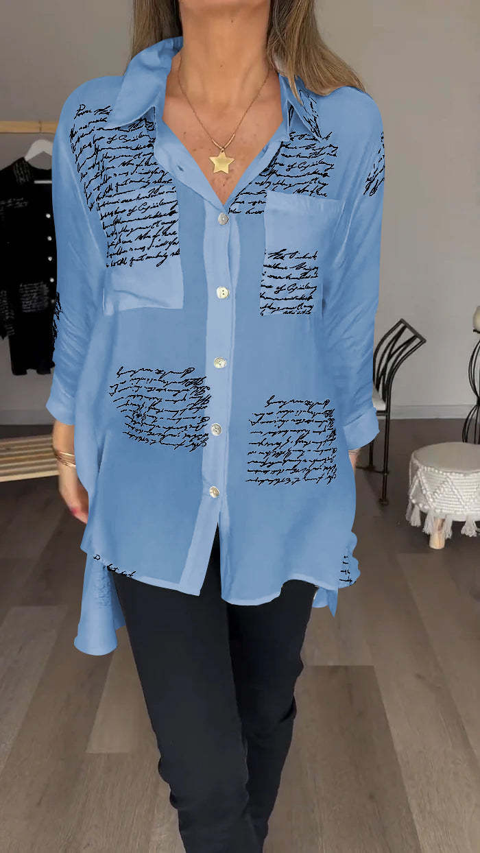 2024 new model Letter Print Fashion Lapel Shirt (Buy 2 Free Shipping)