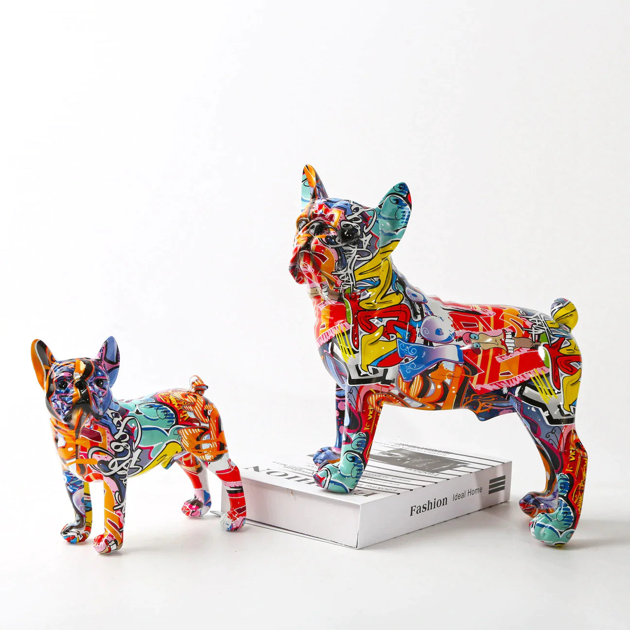 French Bulldog Graffiti Painted Statue