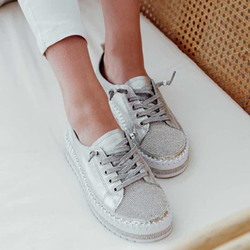 DIAMOND SILVER LEATHER SNEAKERS-Buy two and get free shipping!