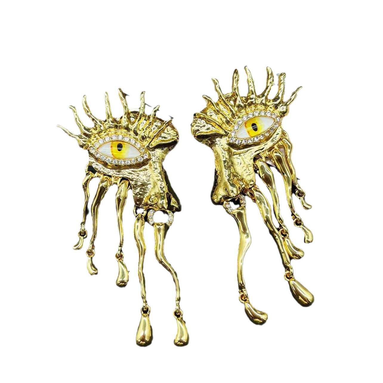 Medieval jewelry vintage tassel eyes nose glass devil's eye light luxury high-level miscellaneous chi earrings