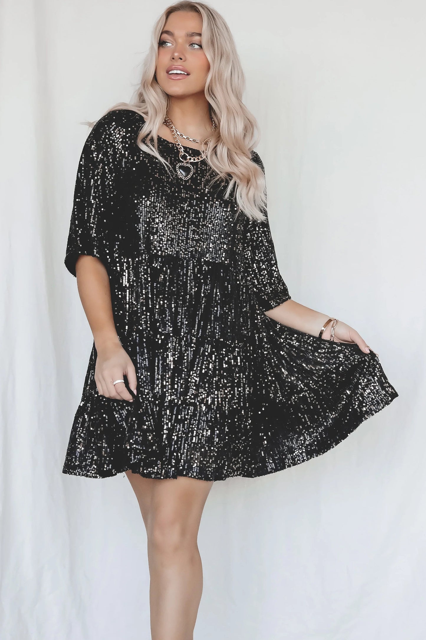🎁✨Sequin Baby Doll Dress