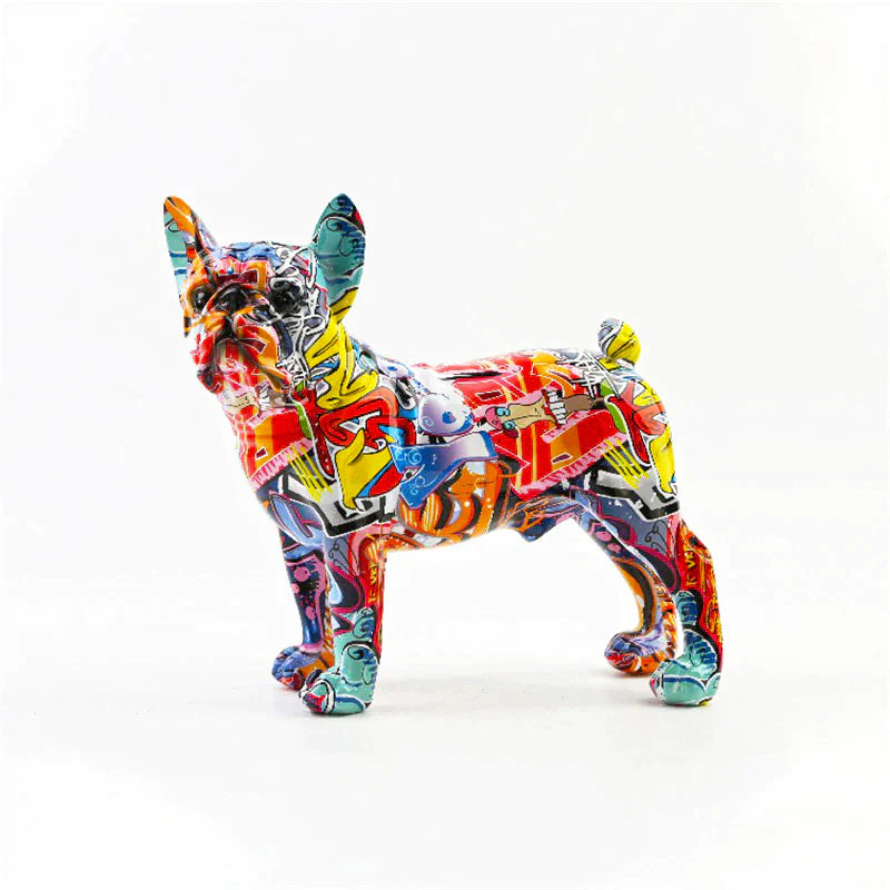 French Bulldog Graffiti Painted Statue