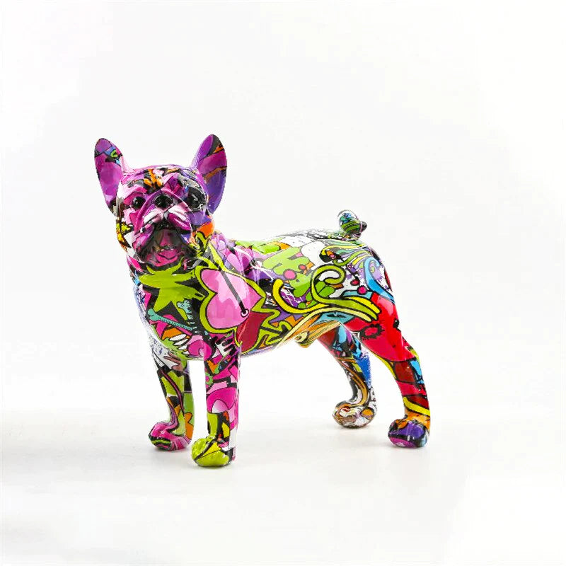 French Bulldog Graffiti Painted Statue