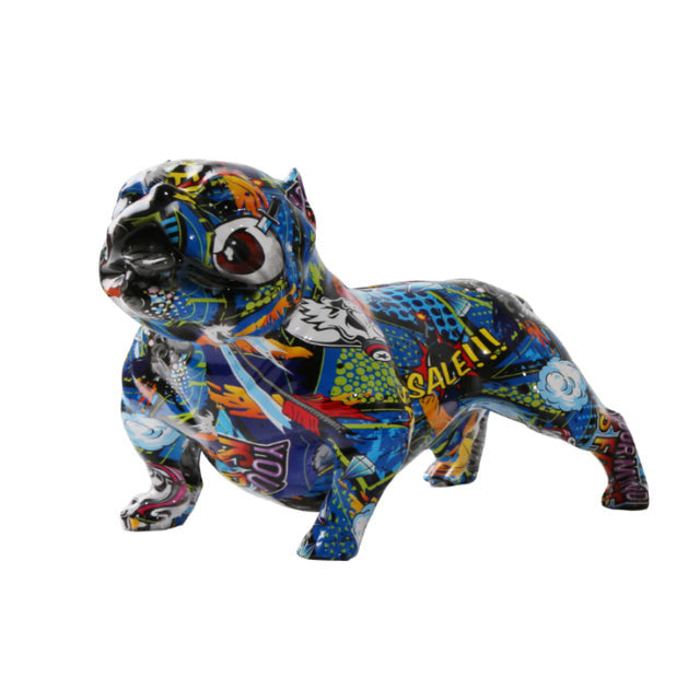 American Bully Graffiti Painted Statue