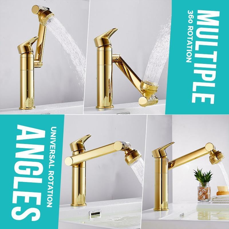 Single Hole Hot And Cold Water Faucet Universal Swivel Basin Faucet(Free 60cm Water Pipe)