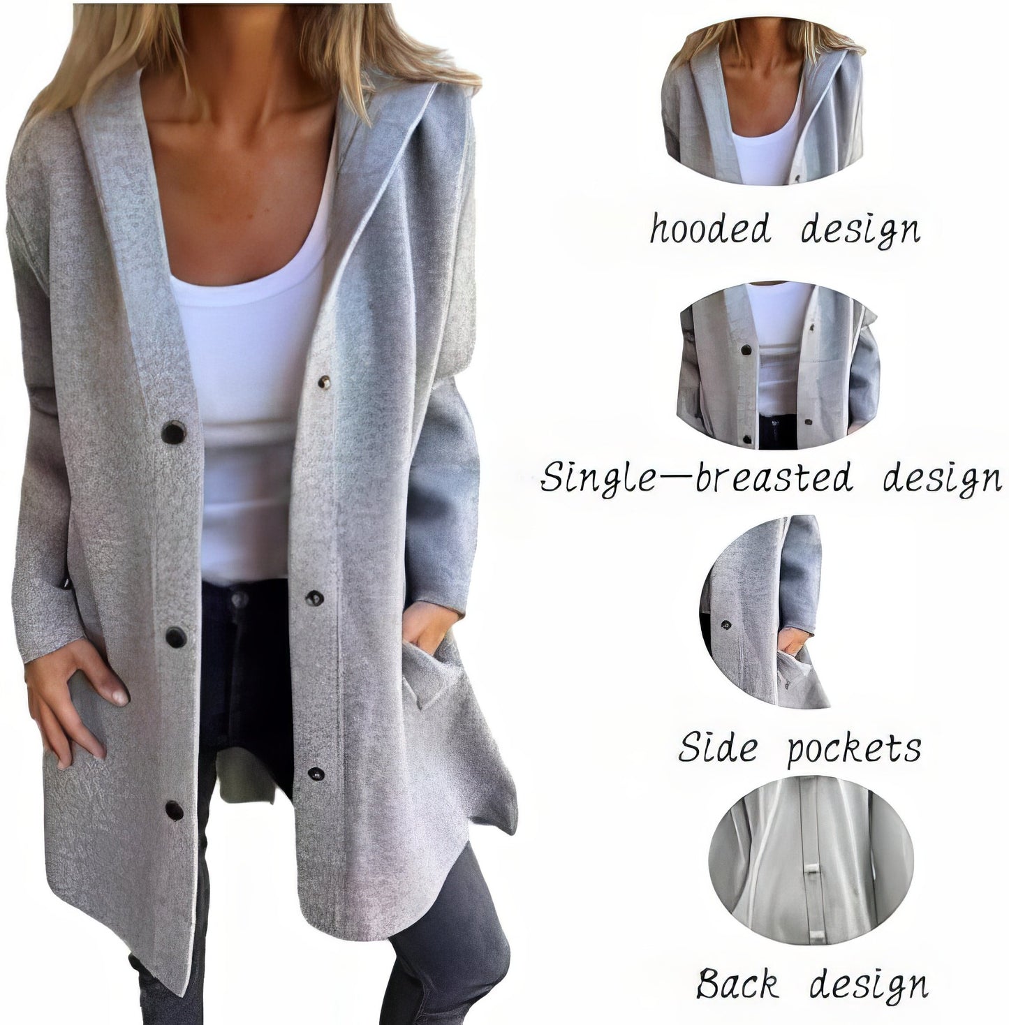 🔥Autumn/Winter Special Offers 49% OFF - Casual Single Breasted Hooded Jacket (Buy 2 Free Shipping)