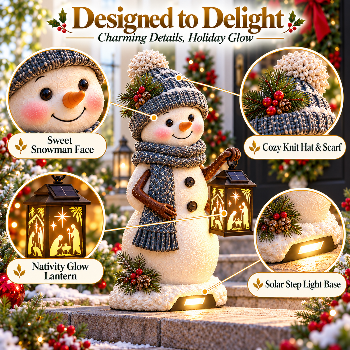 ✨ Solar Christmas Step Light with Holy Family Projection