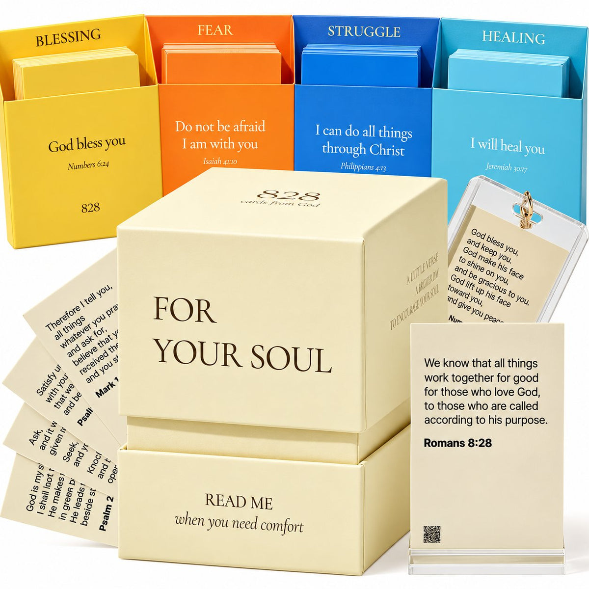 ✝️🙏 828 Verse Box Read Me When You Need Comfort – 108 Bible Verse Cards With 108 Complete Devotionals & Prayers, Thoughtful Christian Gift Set 🎁