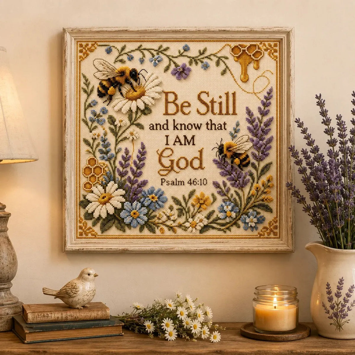 🐝✝️Honeybee Faith Garden Cross Stitch Kit🌼BUY 2 FREE SHIPPING🎁