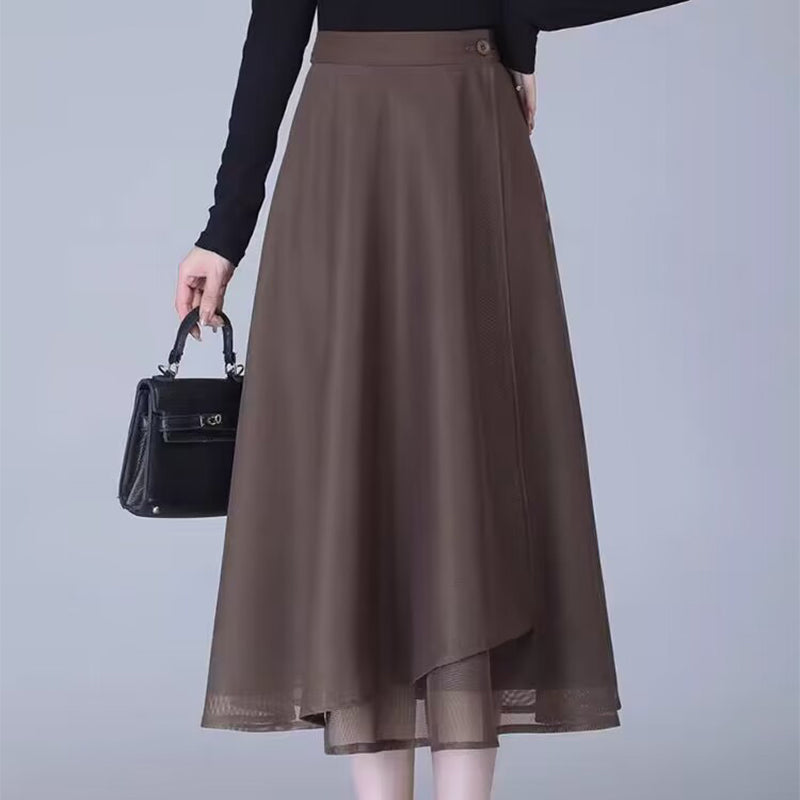 High-Waisted Tulle Midi Skirt, One-Piece Mesh Skirt - Buy two and get free shipping!