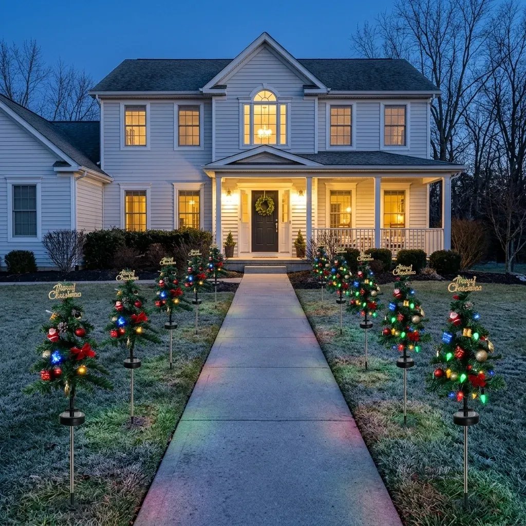 🎄 Solar Christmas Tree Path Lights | 5 Outdoor Styles