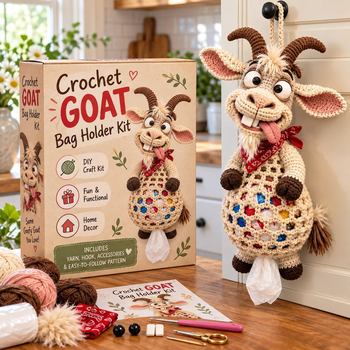 🔥Buy 3, Get 1 Free—Today Only 🔥🔥– 🌼 Cottage Harvest Keepers™ — Crochet Animal Bag Holder DIY Kit
