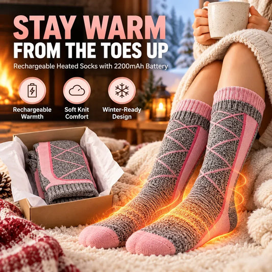 🔥 Rechargeable Heated Socks | 3 Heat Levels with Targeted Sole Warmth & 2 × 2200mAh Batteries ❄️