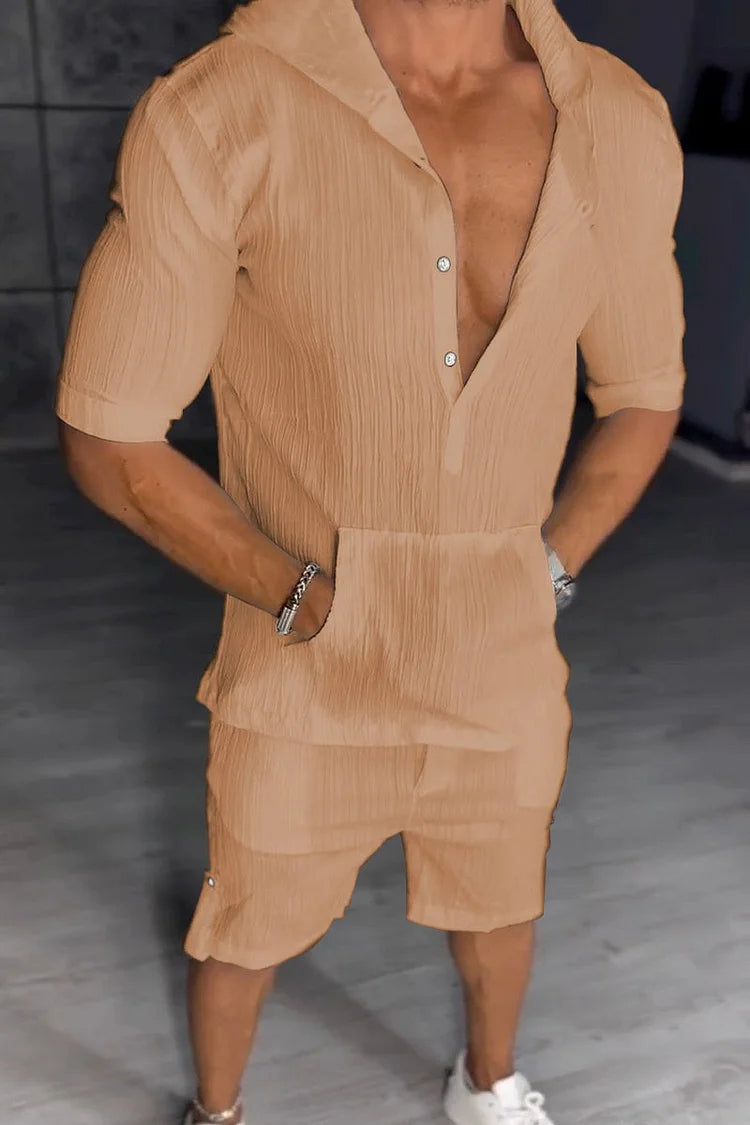 Men's casual hooded sports two piece set