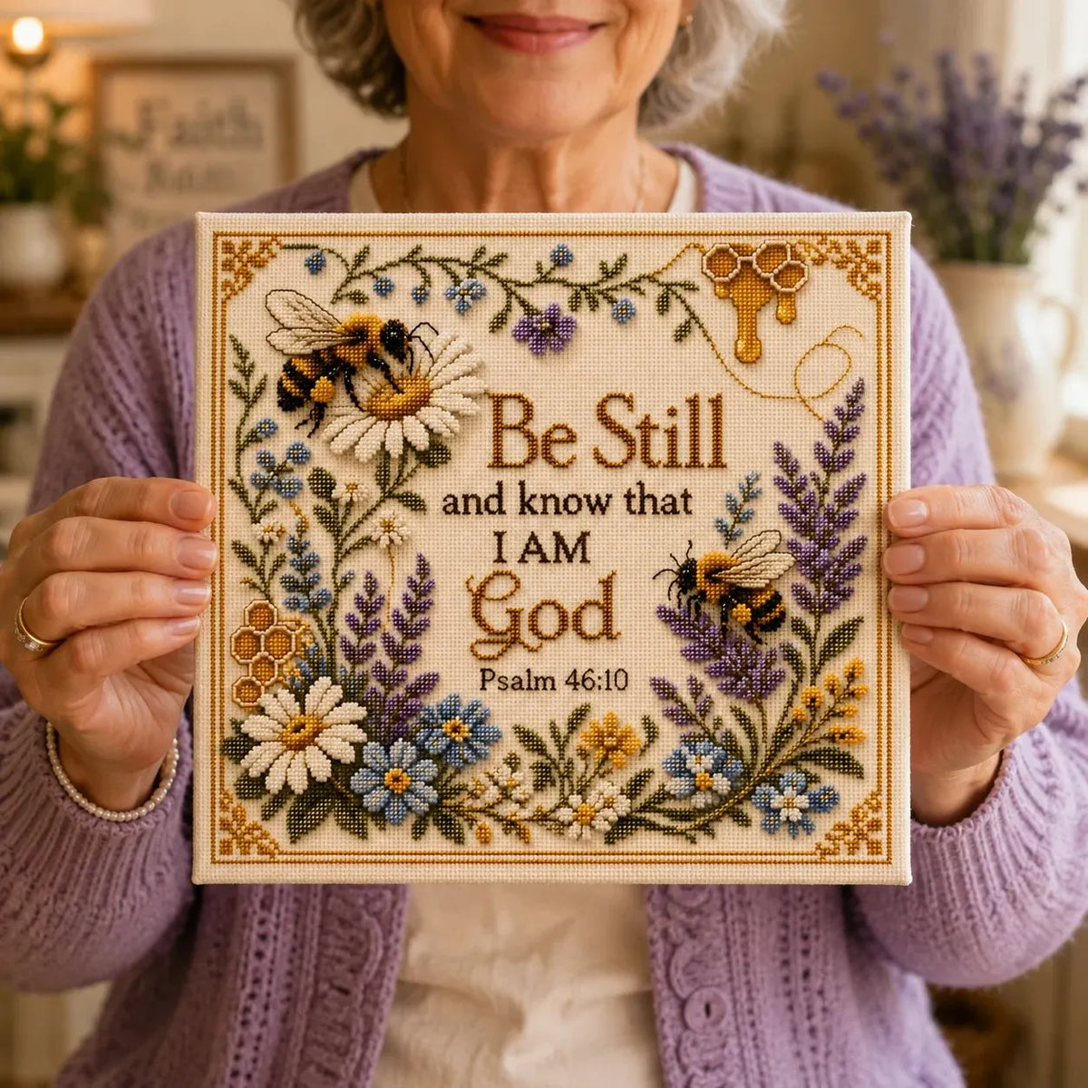 🐝✝️Honeybee Faith Garden Cross Stitch Kit🌼BUY 2 FREE SHIPPING🎁
