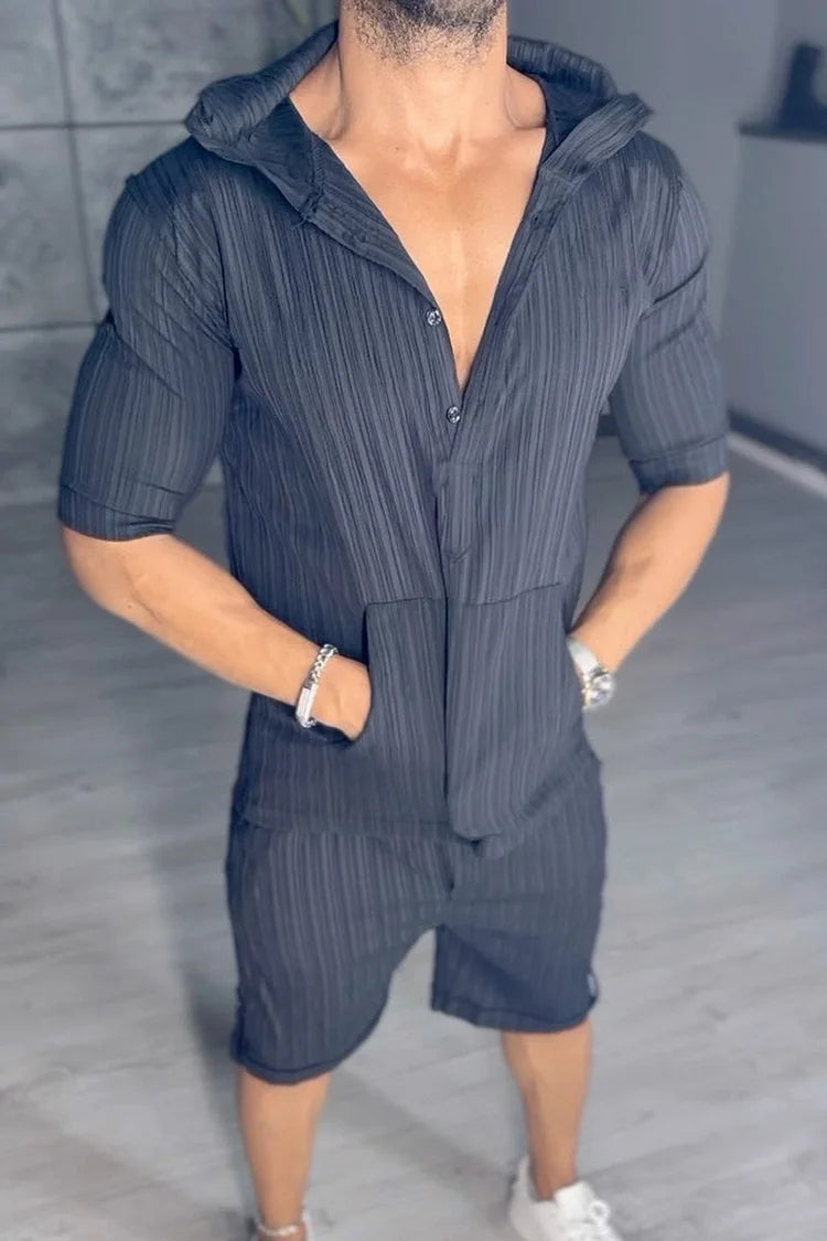 Men's casual hooded sports two piece set