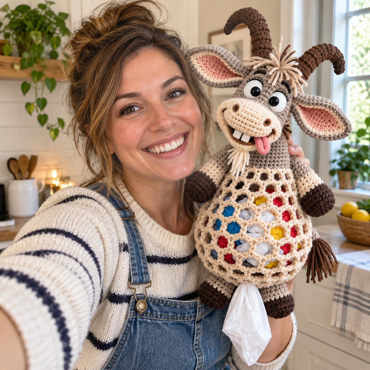 🔥LAST DAY 49% OFF – 🌼 Cottage Harvest Keepers™ — Crochet Animal Bag Holder DIY Kit | 12 Adorable Designs