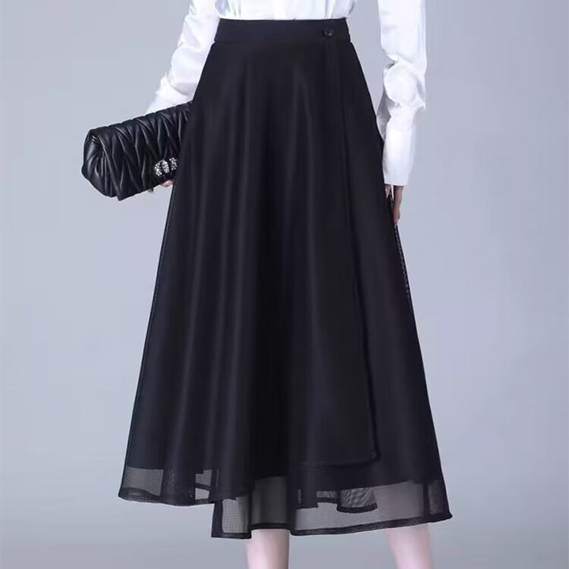 High-Waisted Tulle Midi Skirt, One-Piece Mesh Skirt - Buy two and get free shipping!