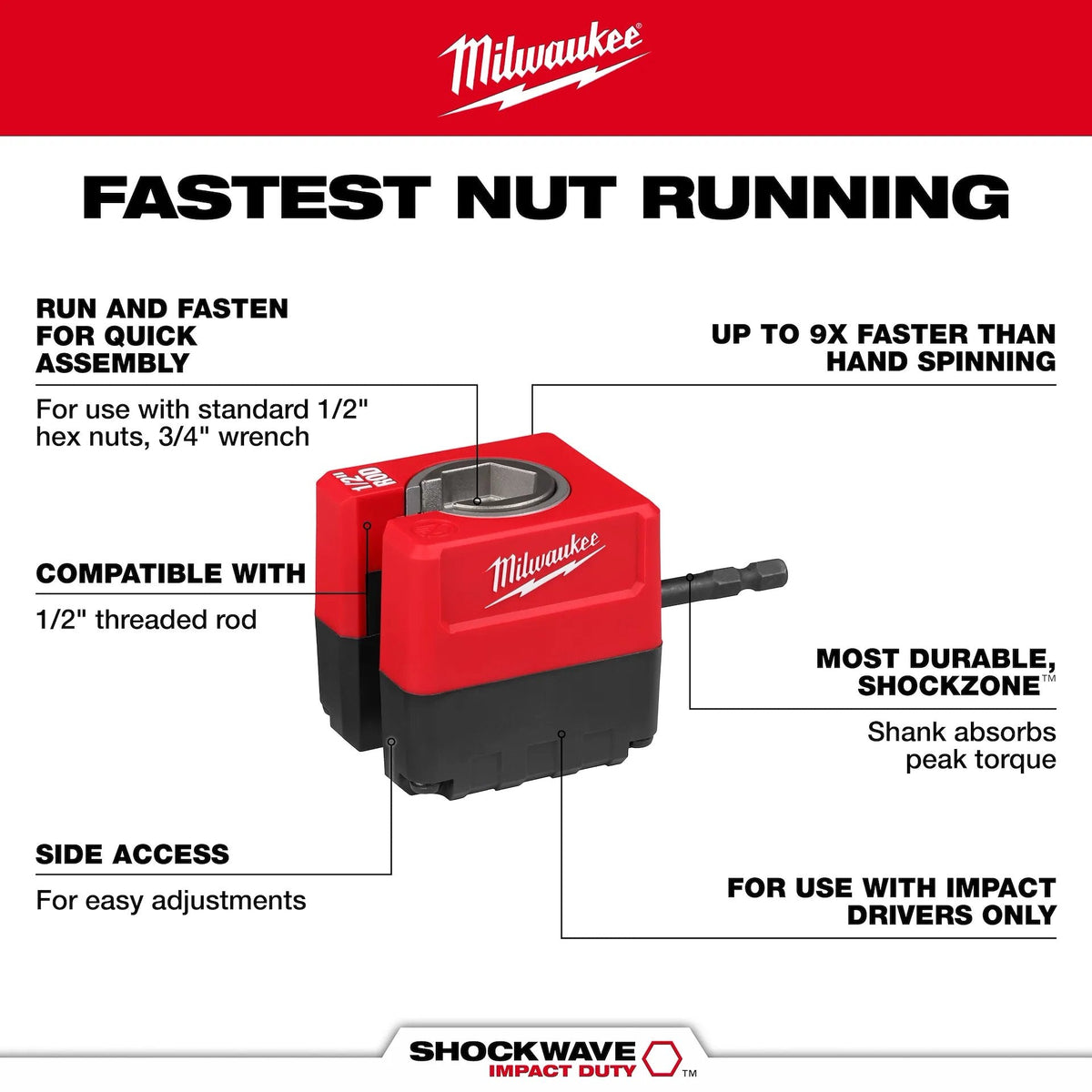 SHOCKWAVE™ Impact Duty 1/2' Threaded Rod Nut Runner
