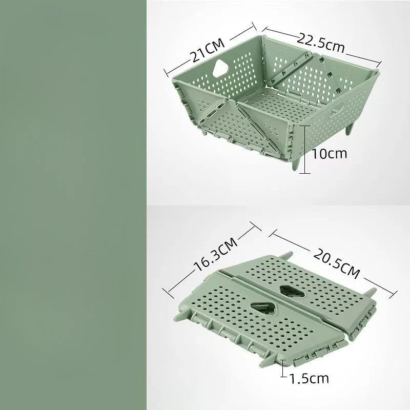 Foldable Multi-Functional Draining Storage Basket – Space-Saving, Heat-Resistant, Dual-Size