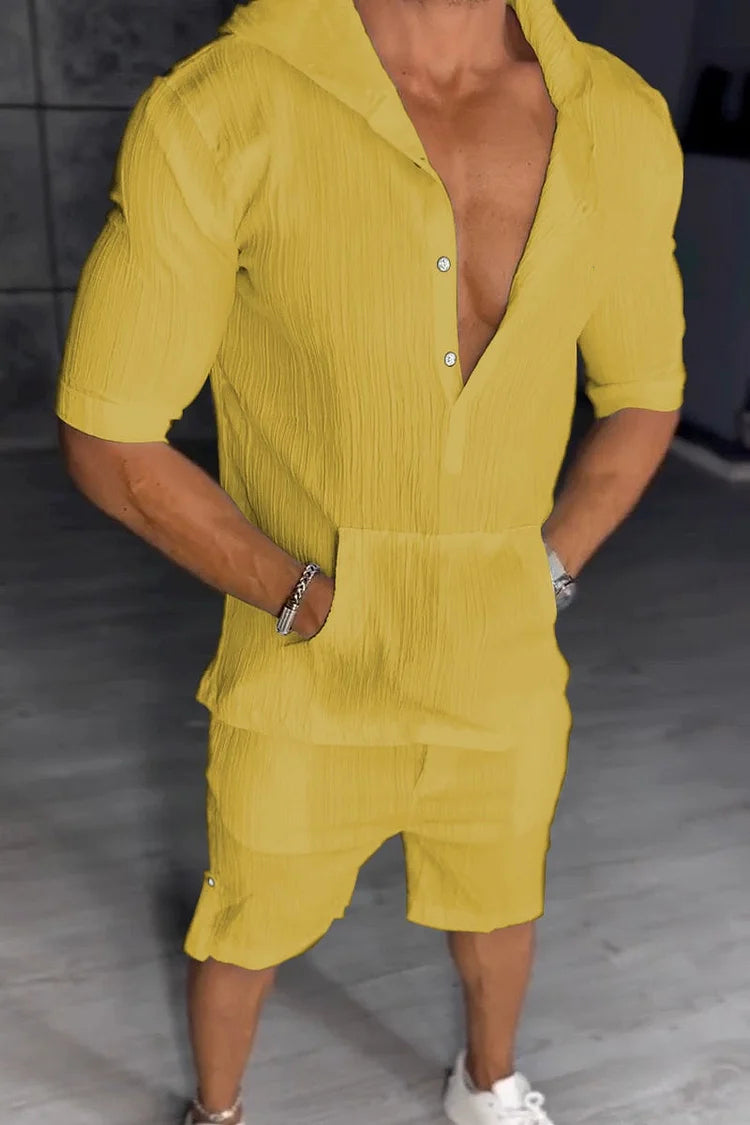 Men's casual hooded sports two piece set