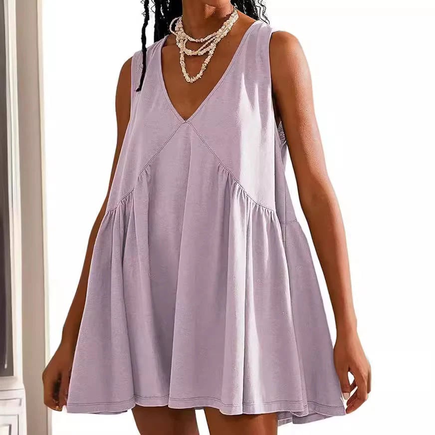 💃 Women's Summer Sleeveless V-Neck Mini Dress - Buy 2, Get Free Shipping!