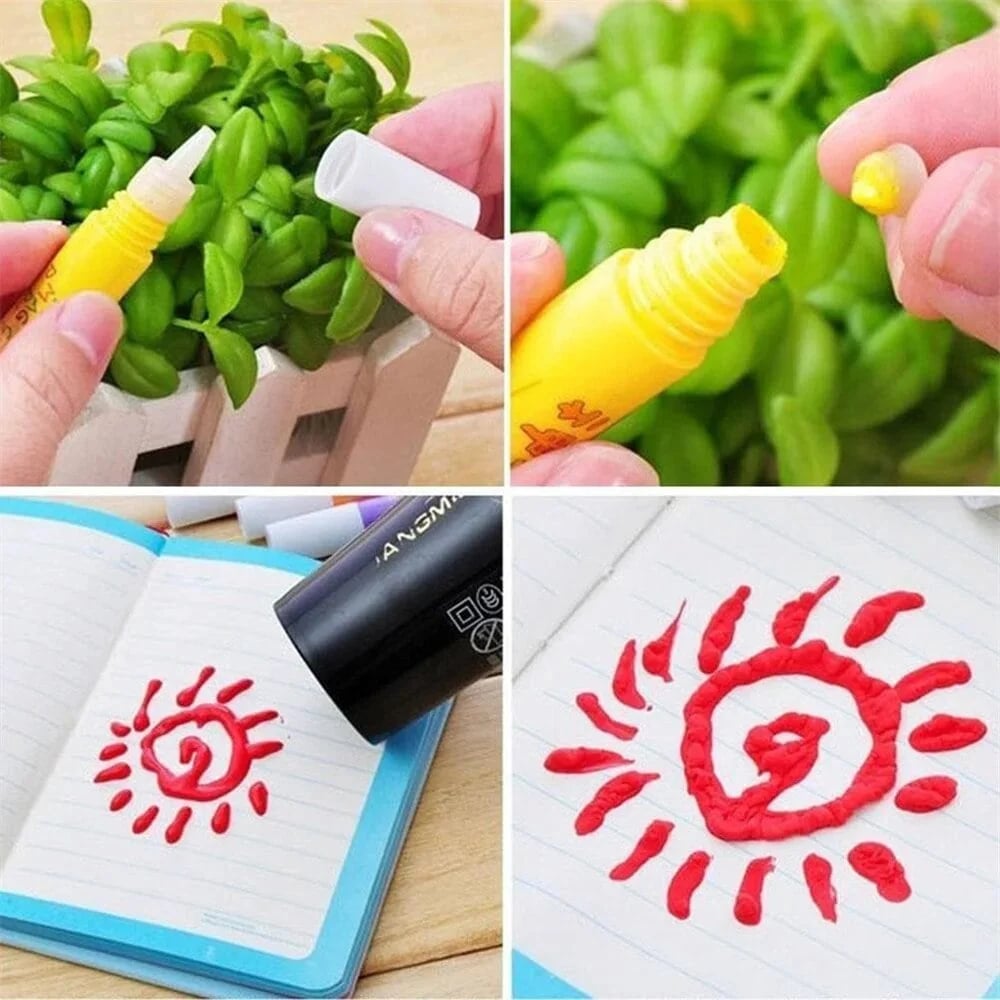 🎨🎁Popcorn Pens, Magic Bubble Drawing Pens, DIY Puffy 3D Art Paint Markers for Kids