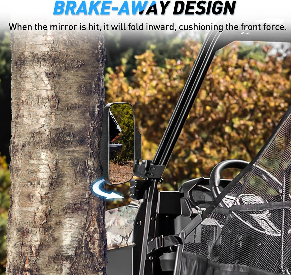 UTV Break-Away Side Mirrors for Polaris Ranger & Can-Am Defender