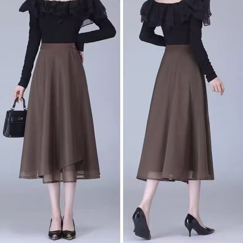 High-Waisted Tulle Midi Skirt, One-Piece Mesh Skirt - Buy two and get free shipping!