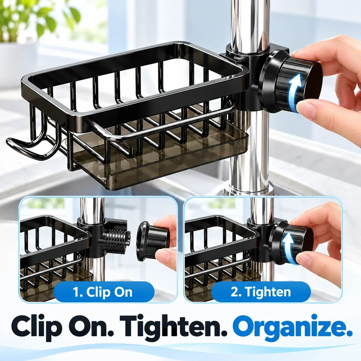Faucet-Mounted Sink Caddy 🧺 Clutter-Free Sink Organizer