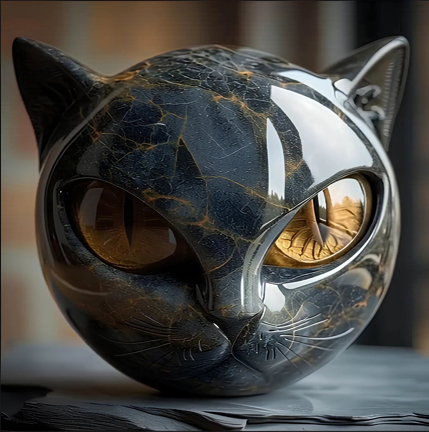 🐈‍⬛Luxury Black Cat Stone Sculpture – Elegant Home Décor & Gift-Ready Art Piece