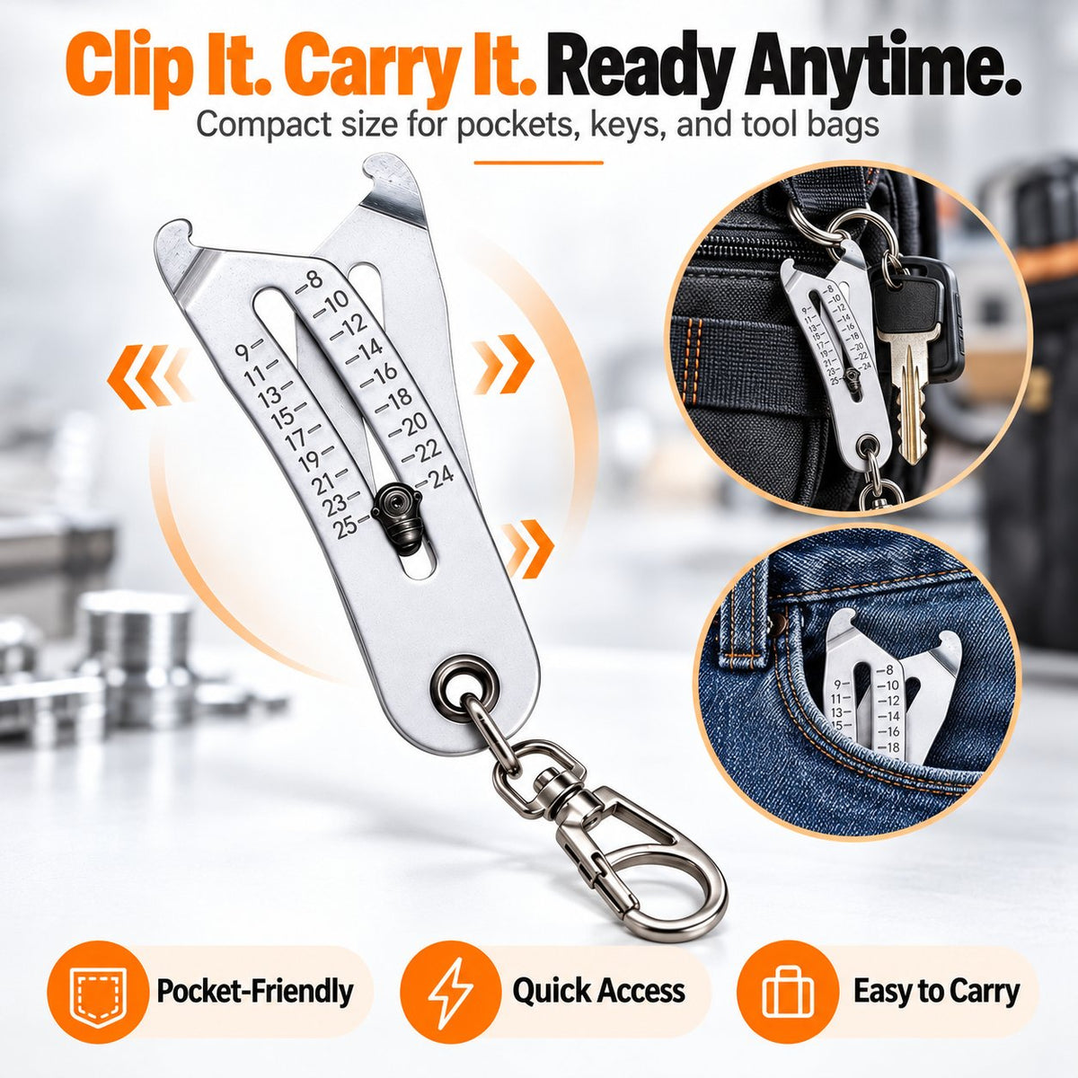 🔧 Portable Nut & Bolt Size Gauge