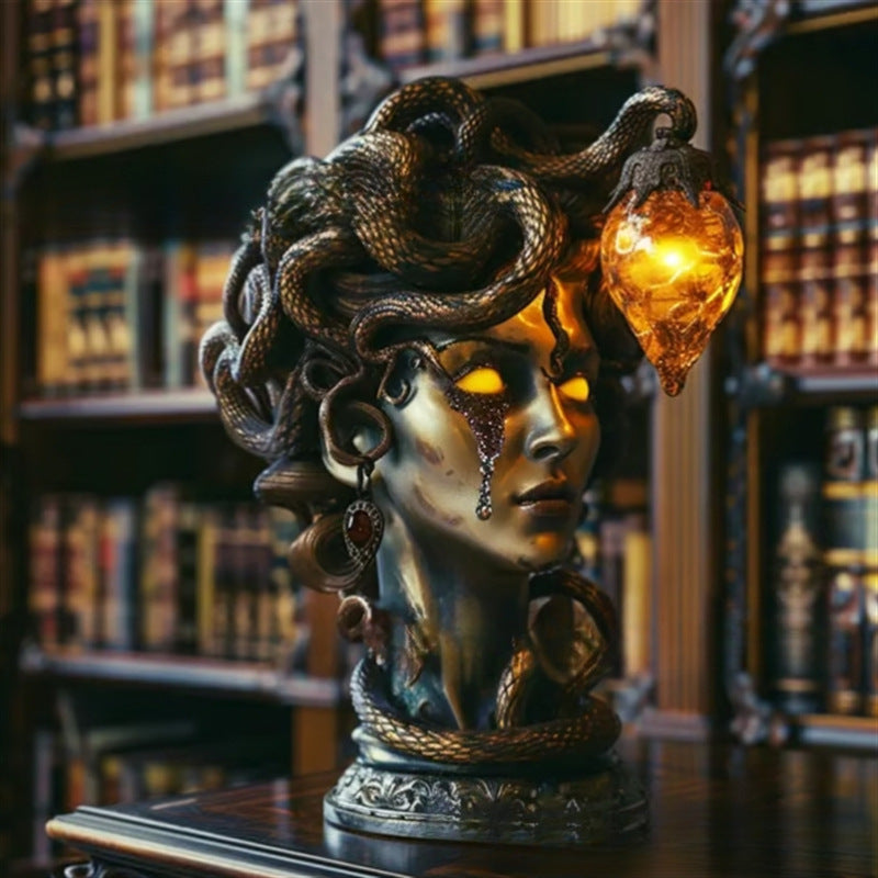 Gothic Gorgon Resin Decorative Table Lamp