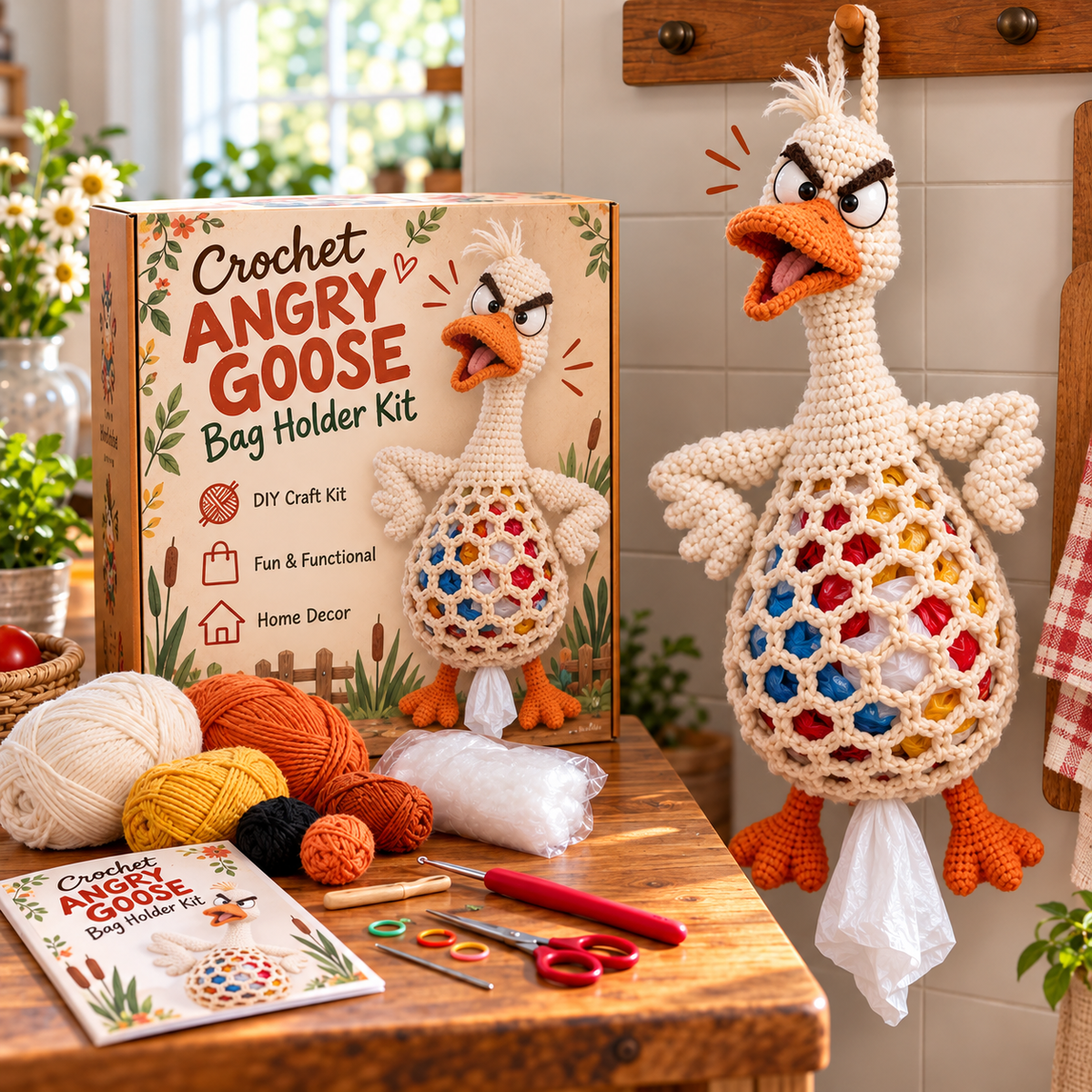 🔥LAST DAY 49% OFF – 🌼 Cottage Harvest Keepers™ — Crochet Animal Bag Holder DIY Kit | 12 Adorable Designs