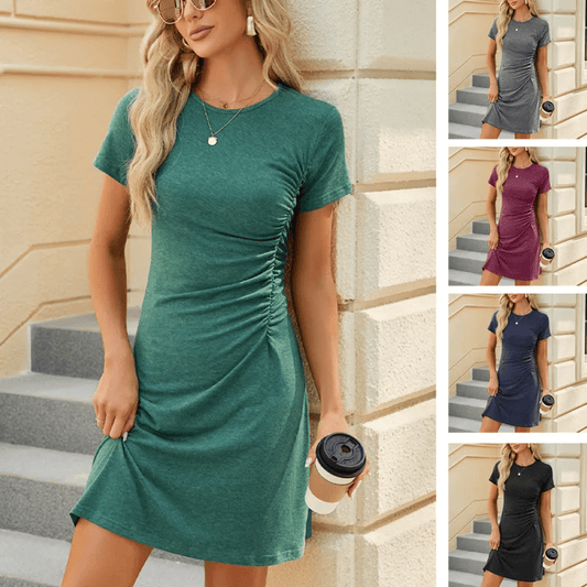 Round-neck Short Sleeve Dress - Buy two and get free shipping!