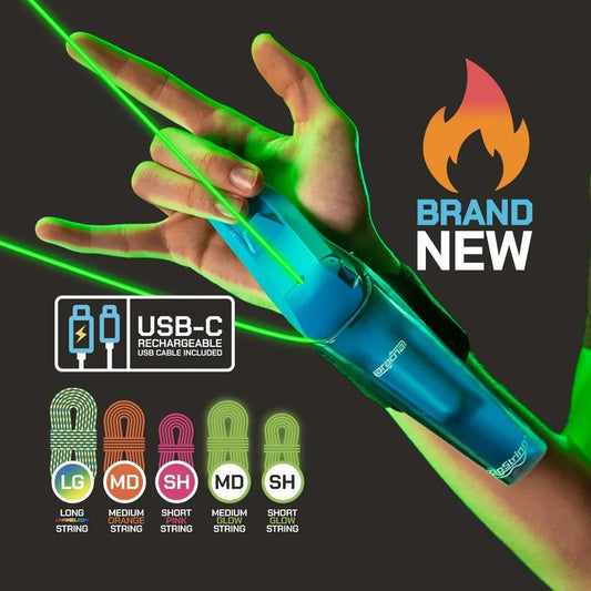 ⚡ Rechargeable Wrist String Launcher | UV & Glow String Trick Toy