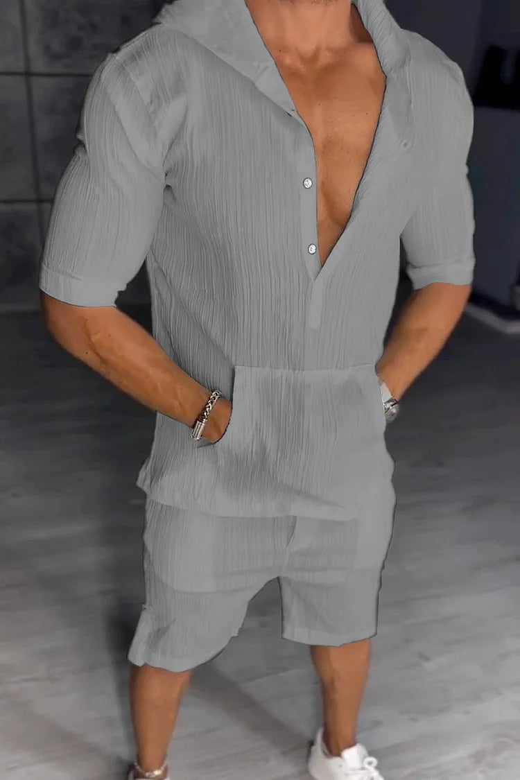 Men's casual hooded sports two piece set