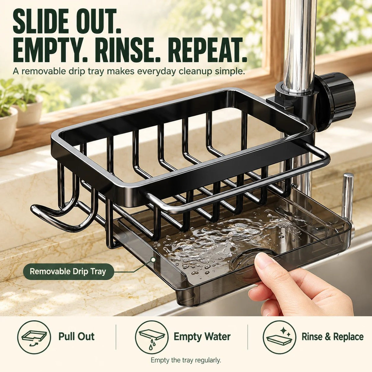 🚰 Faucet-Mounted Sink Caddy – Clear Your Counter, Keep Cleaning Tools Within Reach