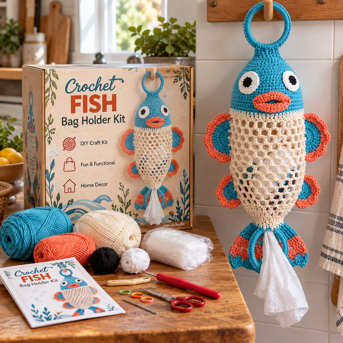 🔥LAST DAY 49% OFF – 🌼 Cottage Harvest Keepers™ — Crochet Animal Bag Holder DIY Kit | 12 Adorable Designs
